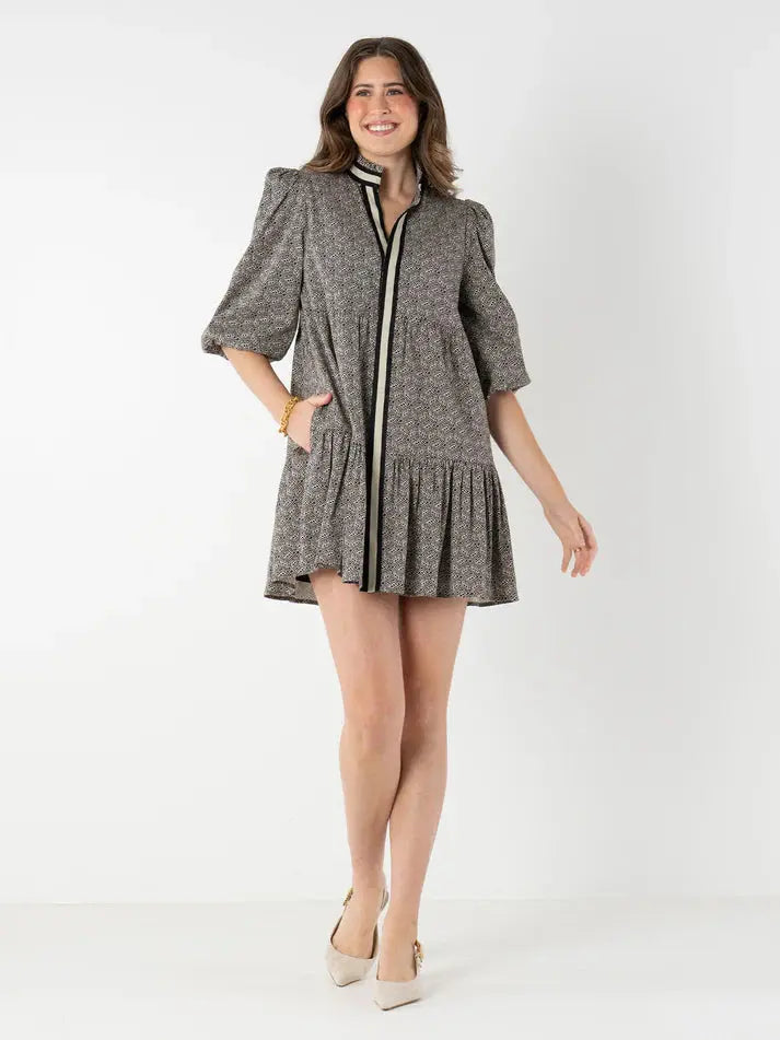 Sadie Dress/ Black tonal monogram