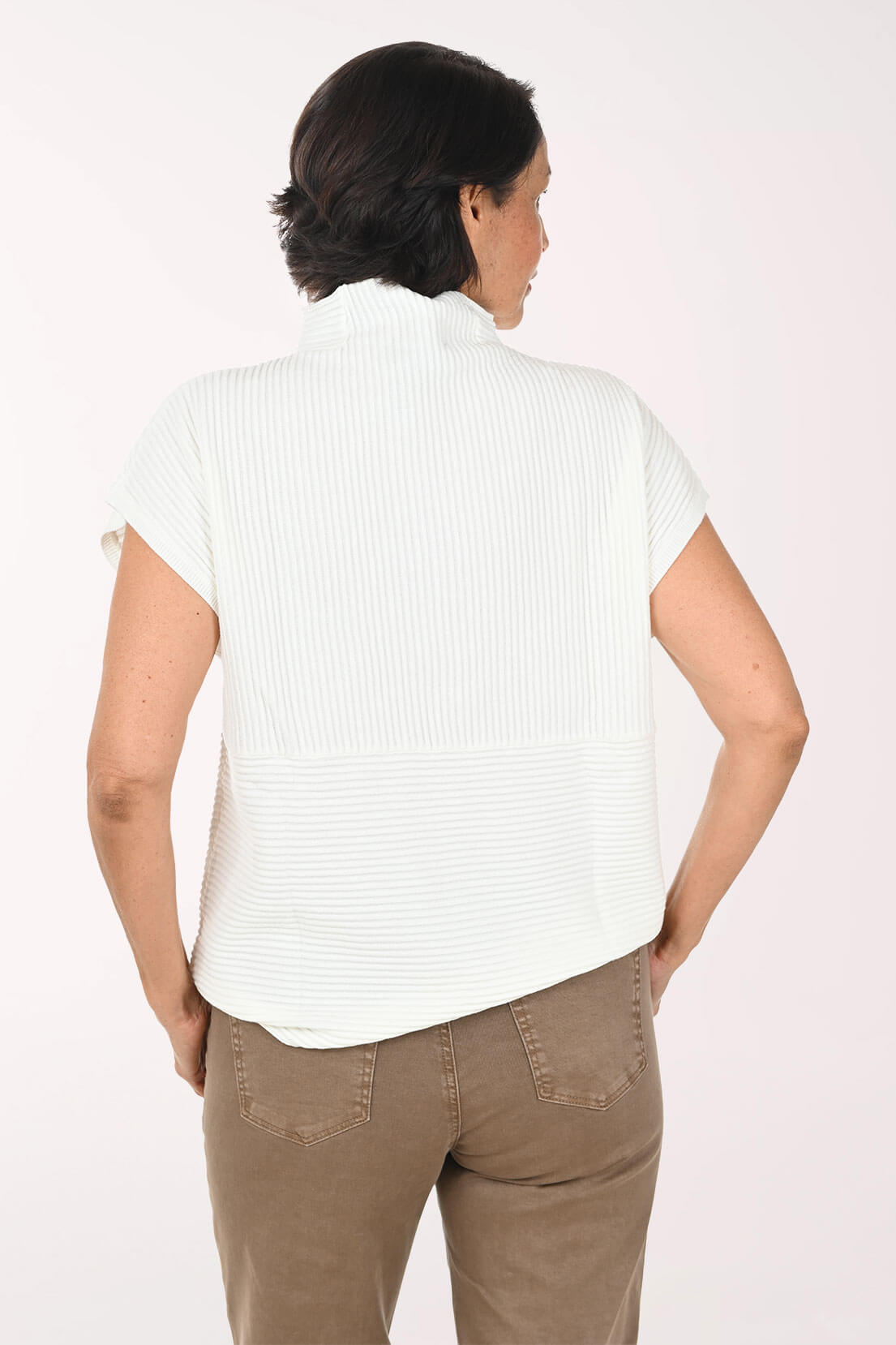 Ottoman cap sleeve sweater/ cream