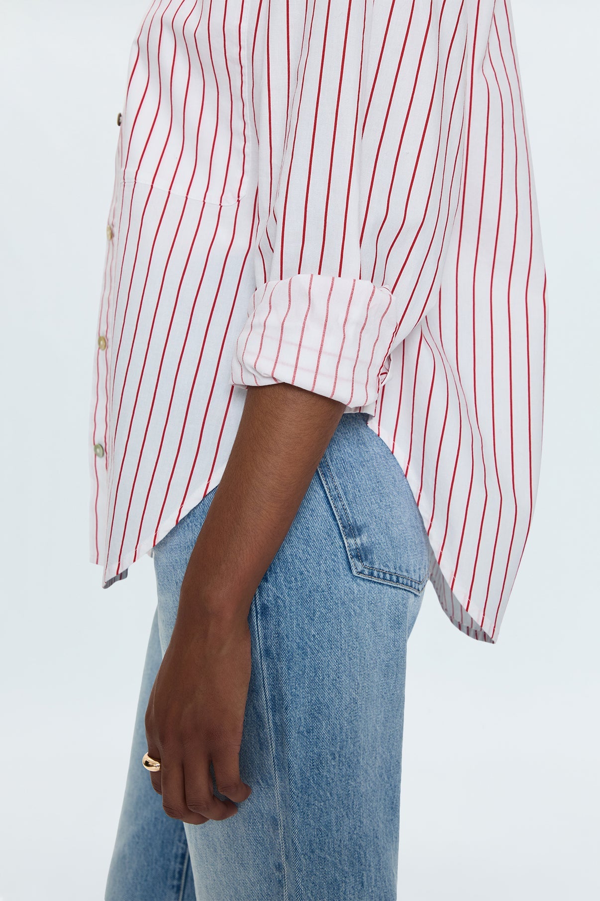 Samantha Oversized Button Up/ Ruby stripe