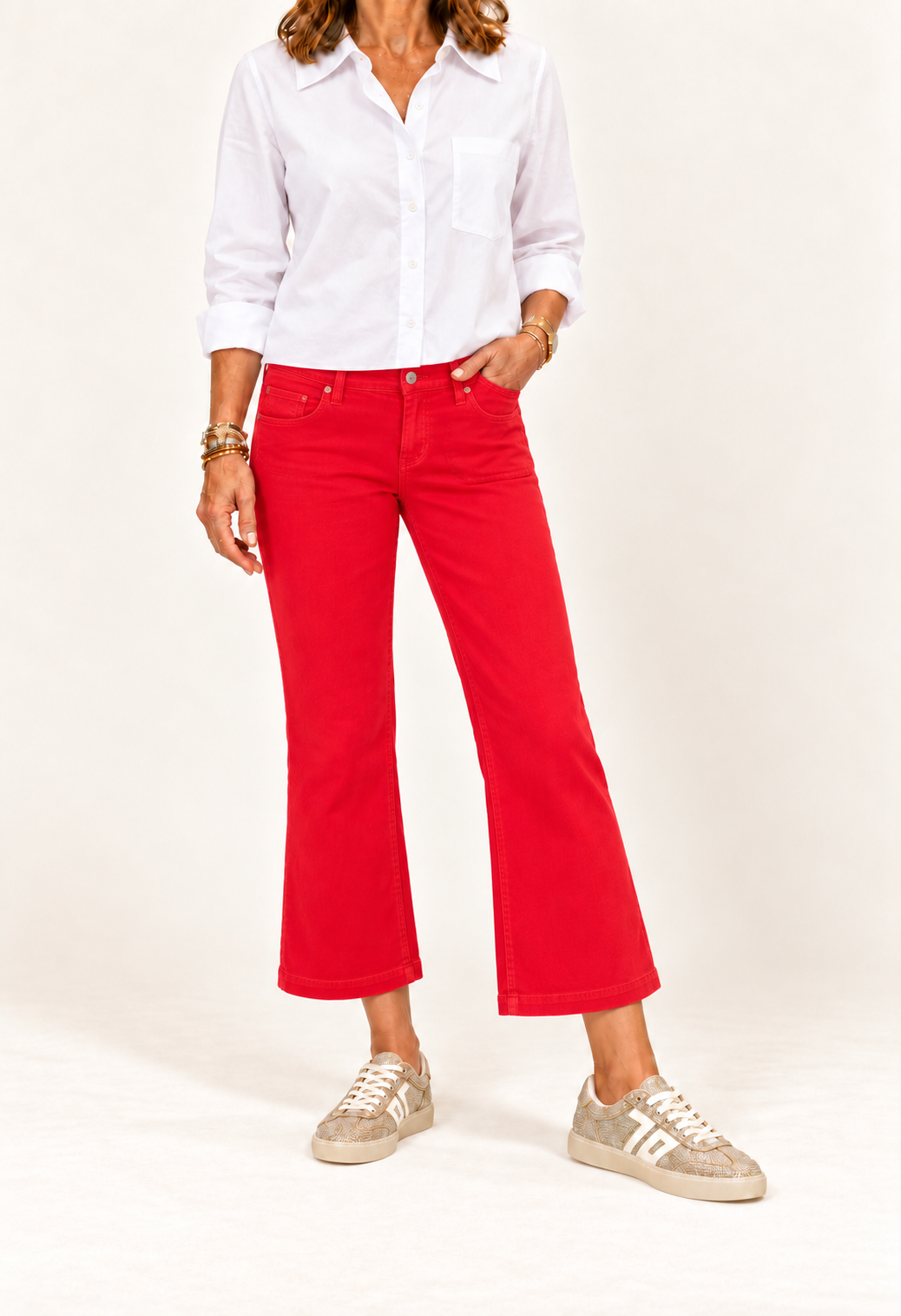 Hannah Crop Flare/ cherry rose