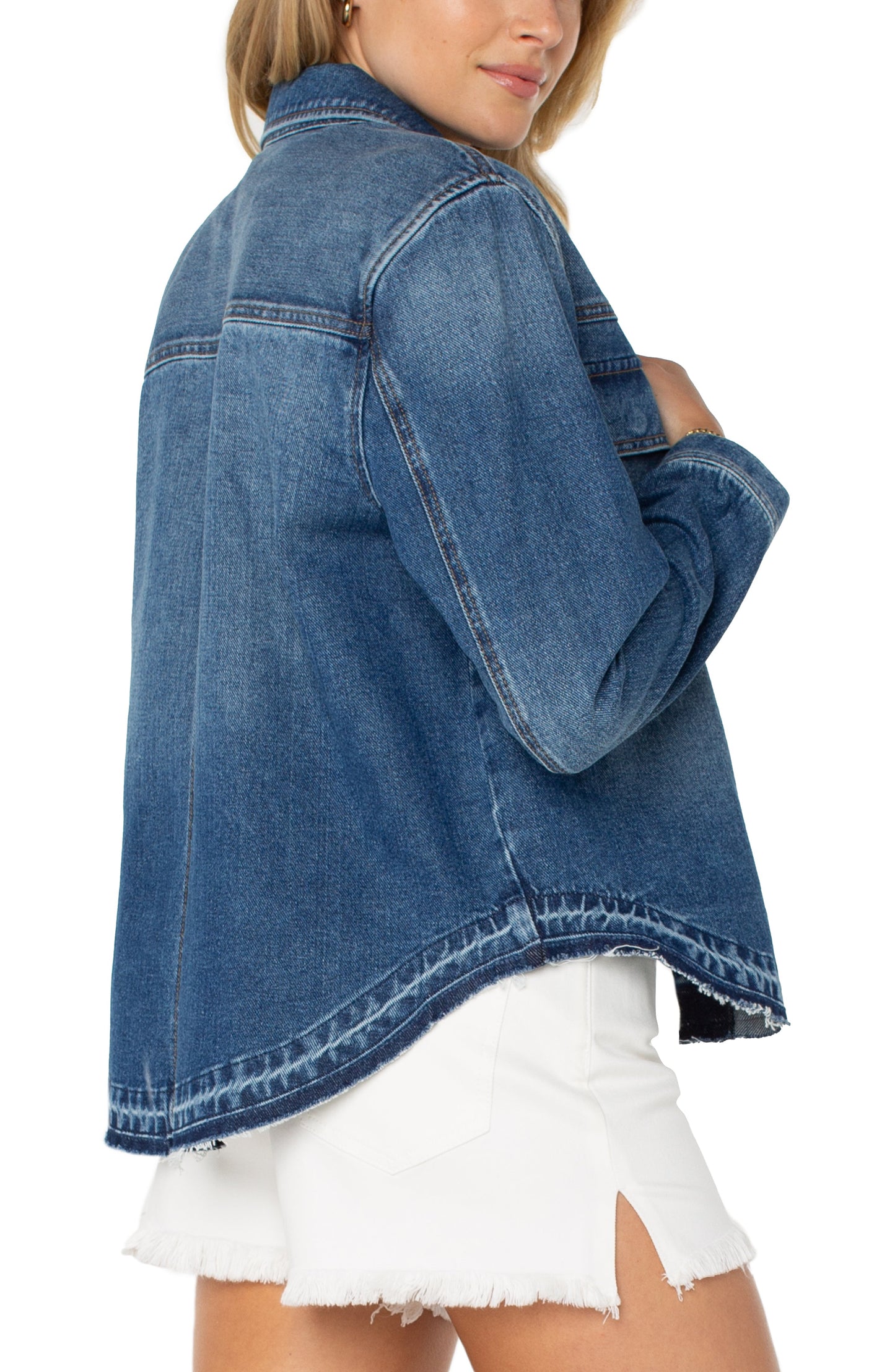 denim split back shirt jacket /East Topango