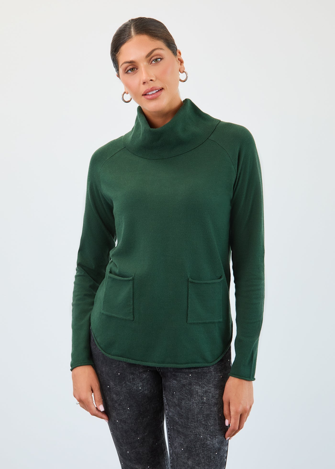 Cowl neck sweater/ Dark spruce