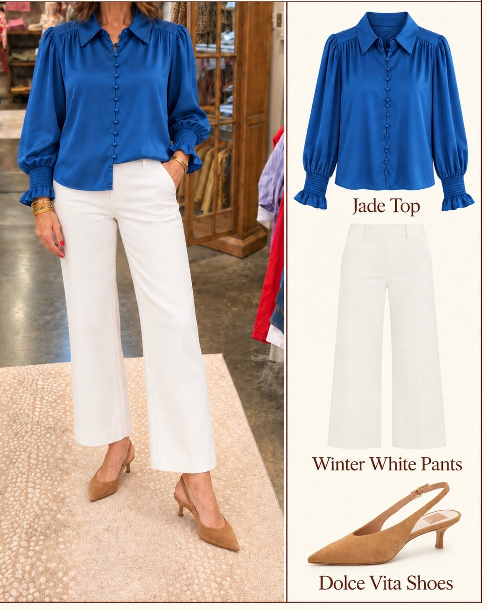 Button front blouse/ turquoise