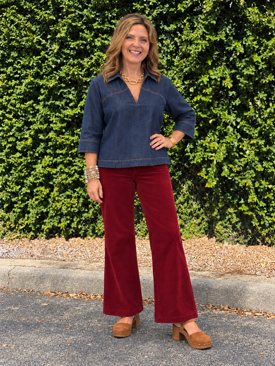 Helen popover Top/ Rinse Chambray