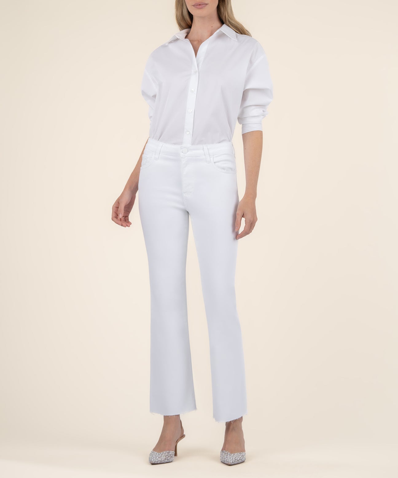 Kelsey high rise ankle flare/ optic white