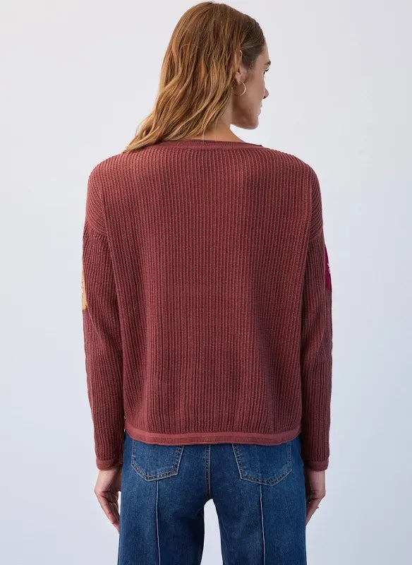 Floral sweater/ warm brown