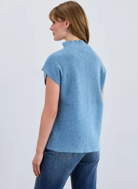 Ottoman sweater vest/ indigo