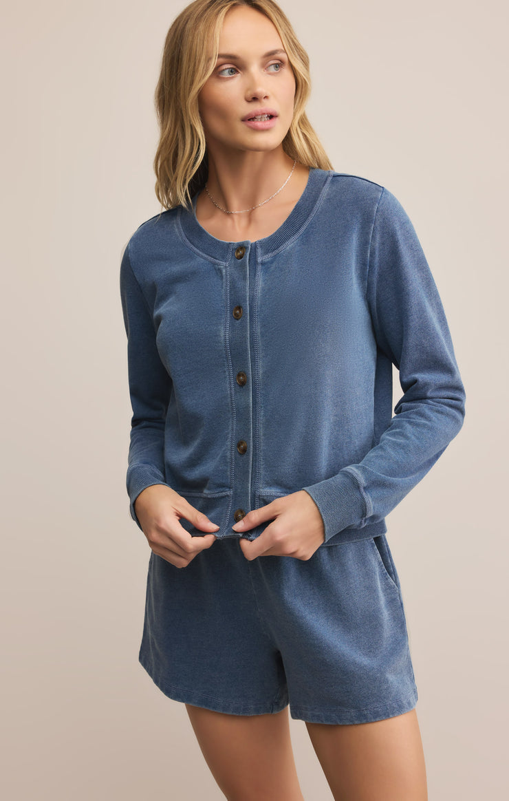 Daily Knit Denim Cardigan vintage Indigo