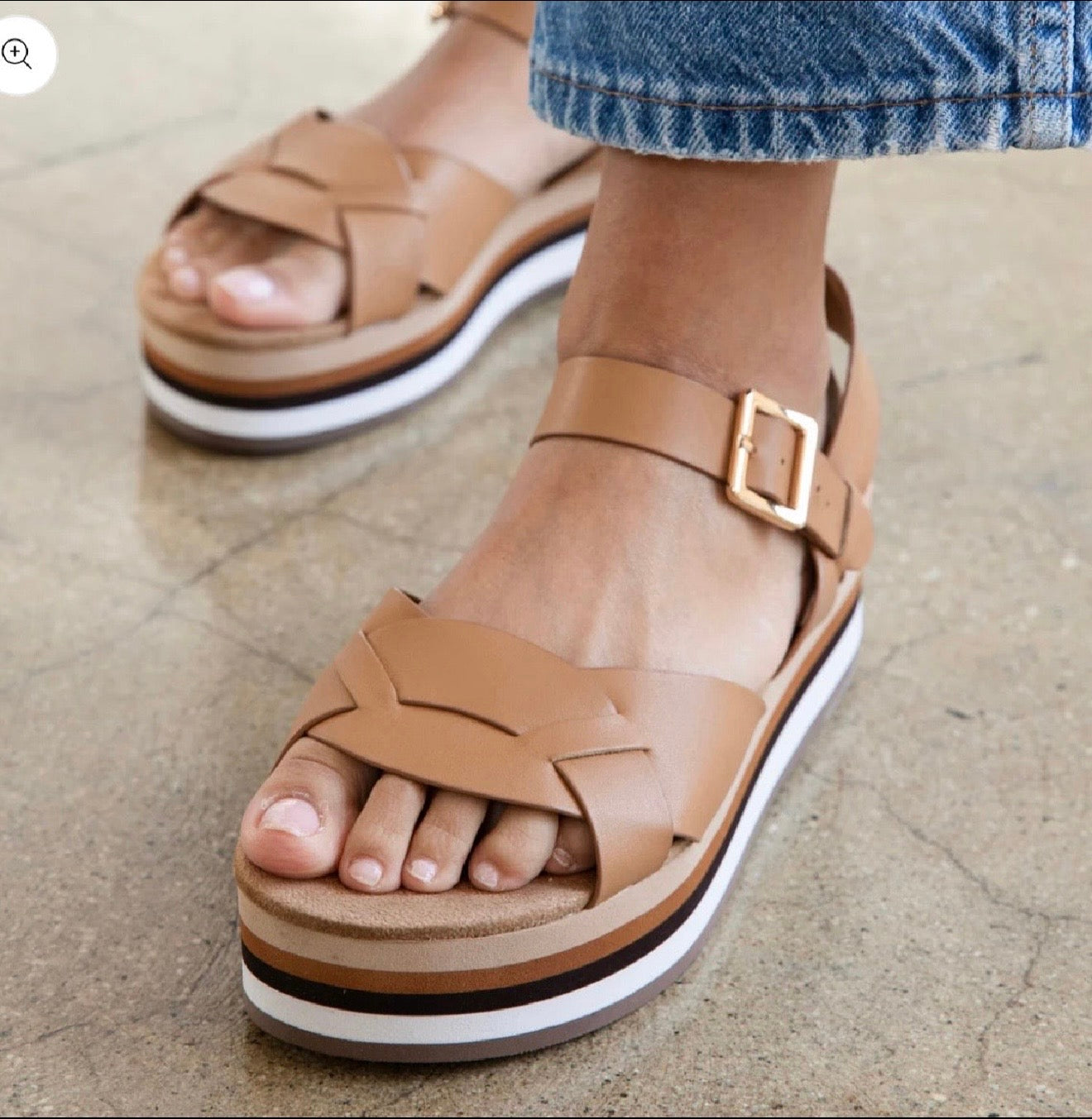 Breeze Tan tricolor platform sandals