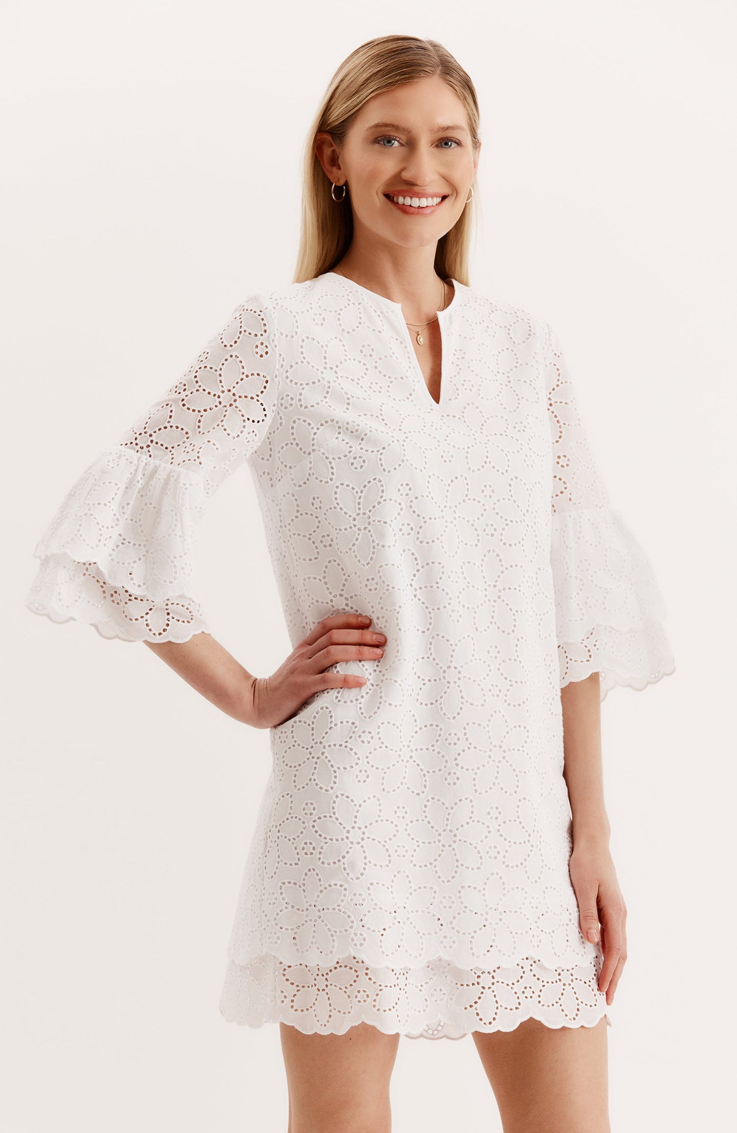 Christa Eyelet Dress/ white