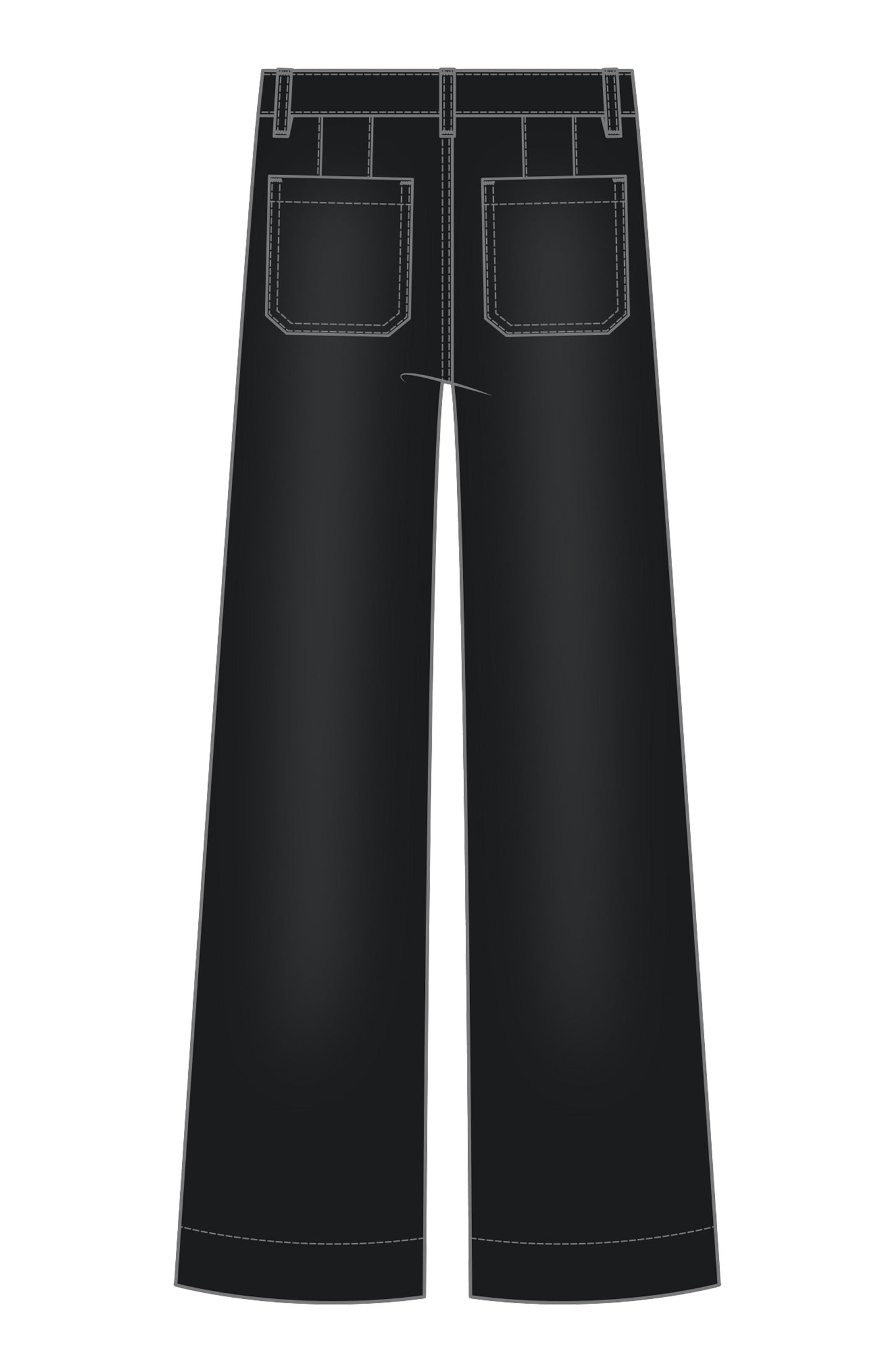 Crop wide leg with patch pocket/ black coated