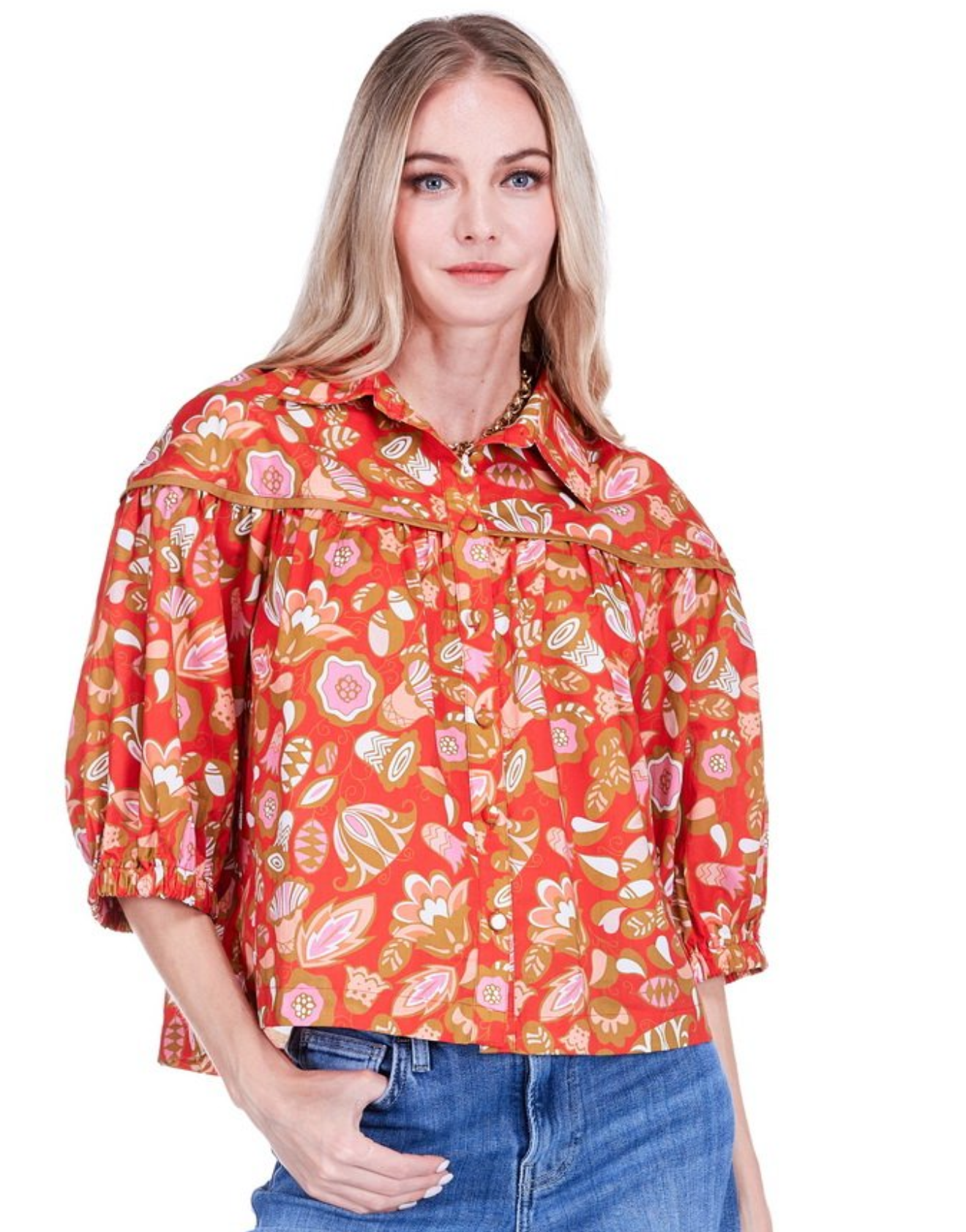 Round Yoke Blouse/ Harvest