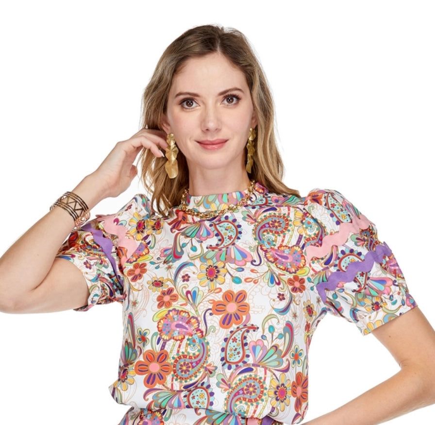 Ric Rac trimmed top/ kaleidoscope