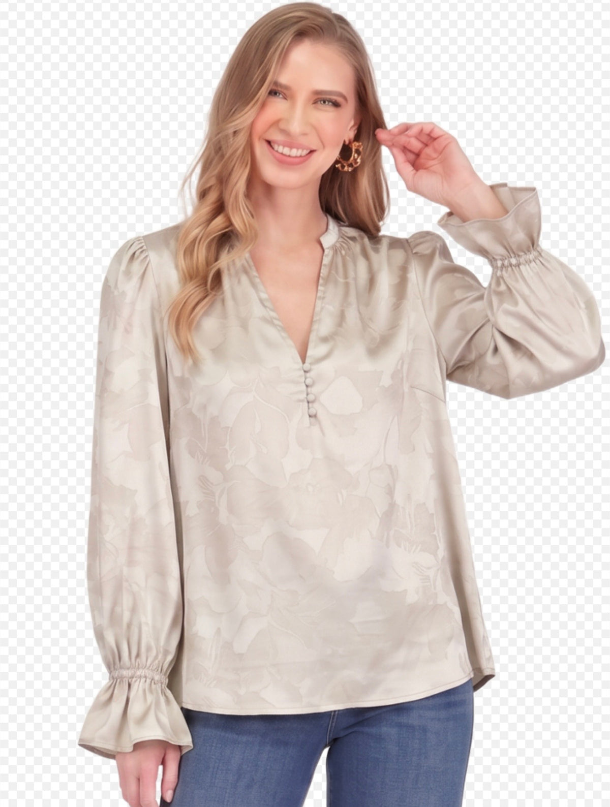 Split Neck Top / Bone