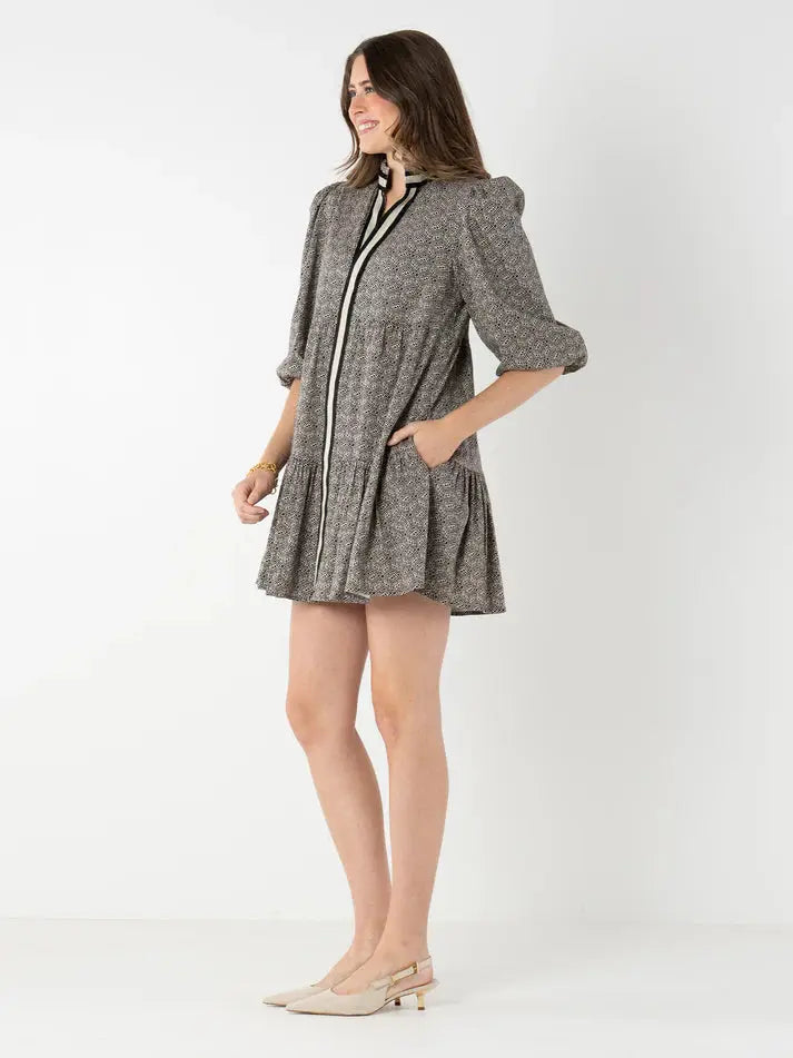 Sadie Dress/ Black tonal monogram