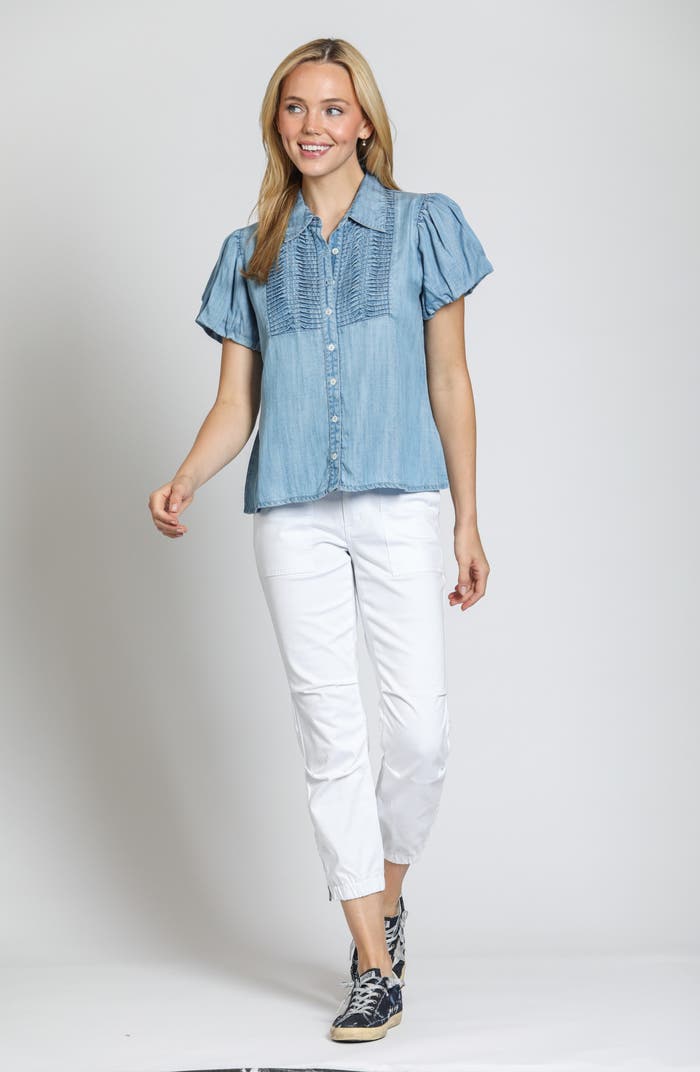 Denim Puff Sleeve Top