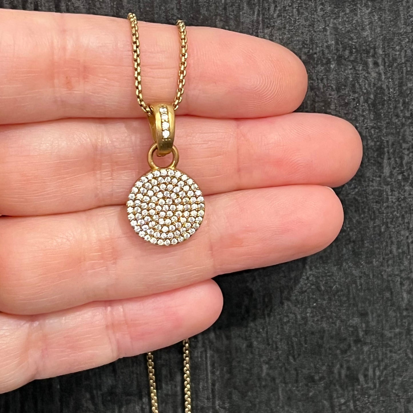 TAT 2 Designs Gold Pave Disc necklace