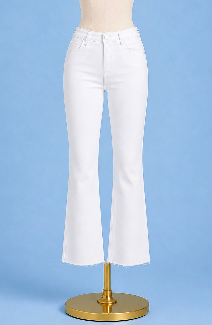 Kelsey high rise ankle flare/ optic white