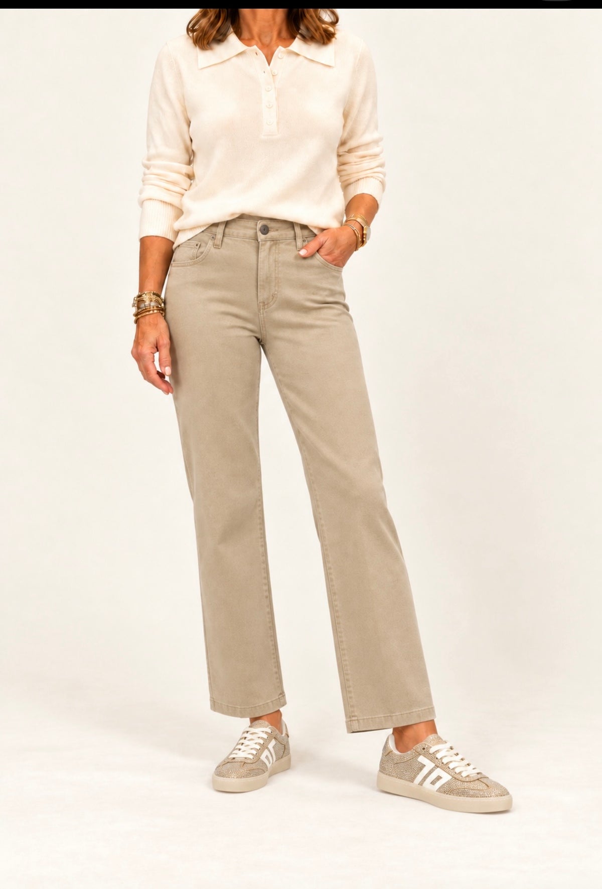 Kelsey High Rise ankle flare/ Biscotti