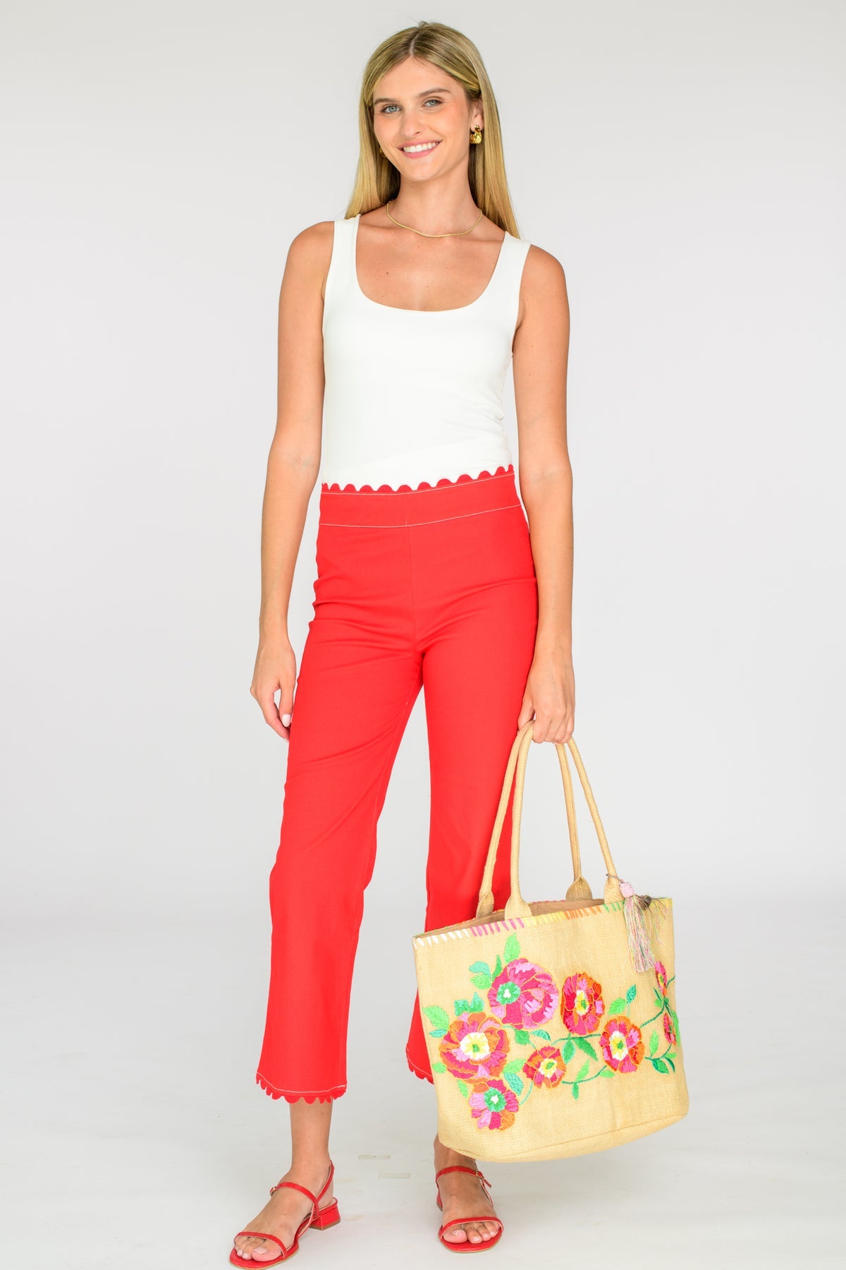 Raffia Tote / Poppy Patch