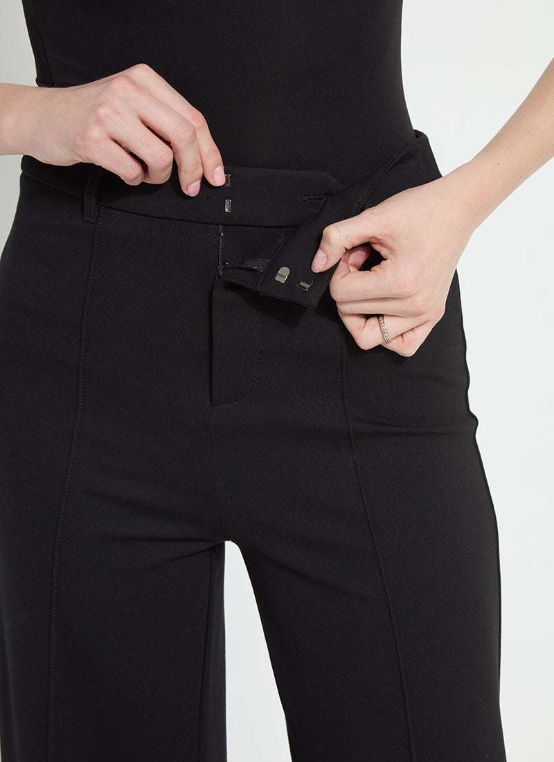 Nadia Zip Front Ponte Trouser / Black