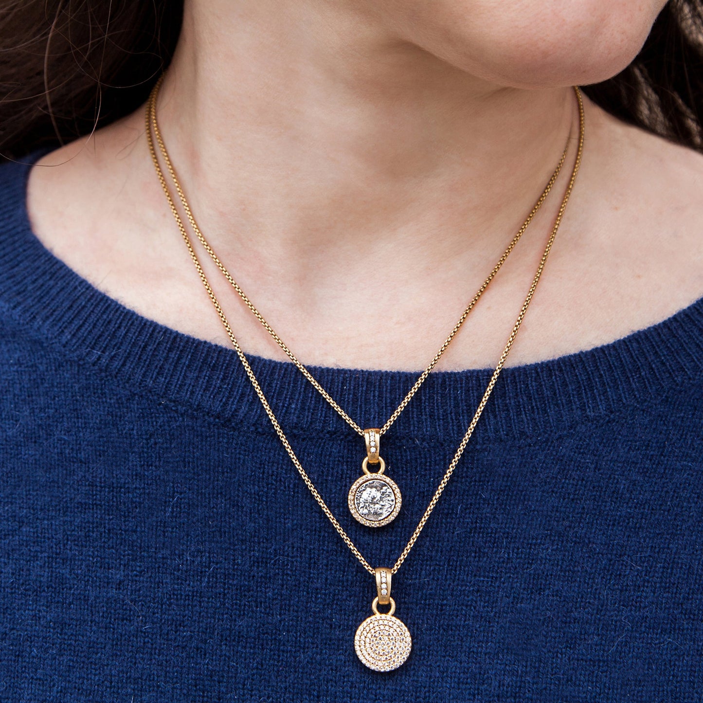 TAT 2 Designs Gold Pave Disc necklace