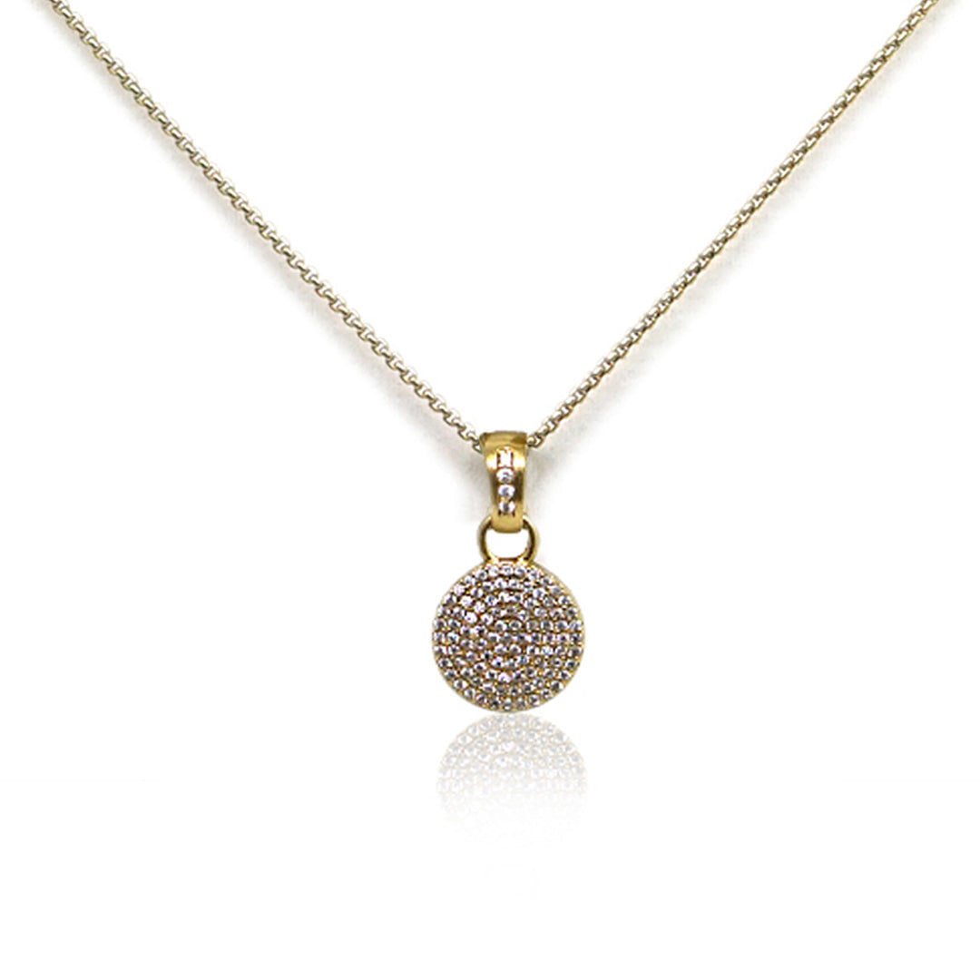 TAT 2 Designs Gold Pave Disc necklace