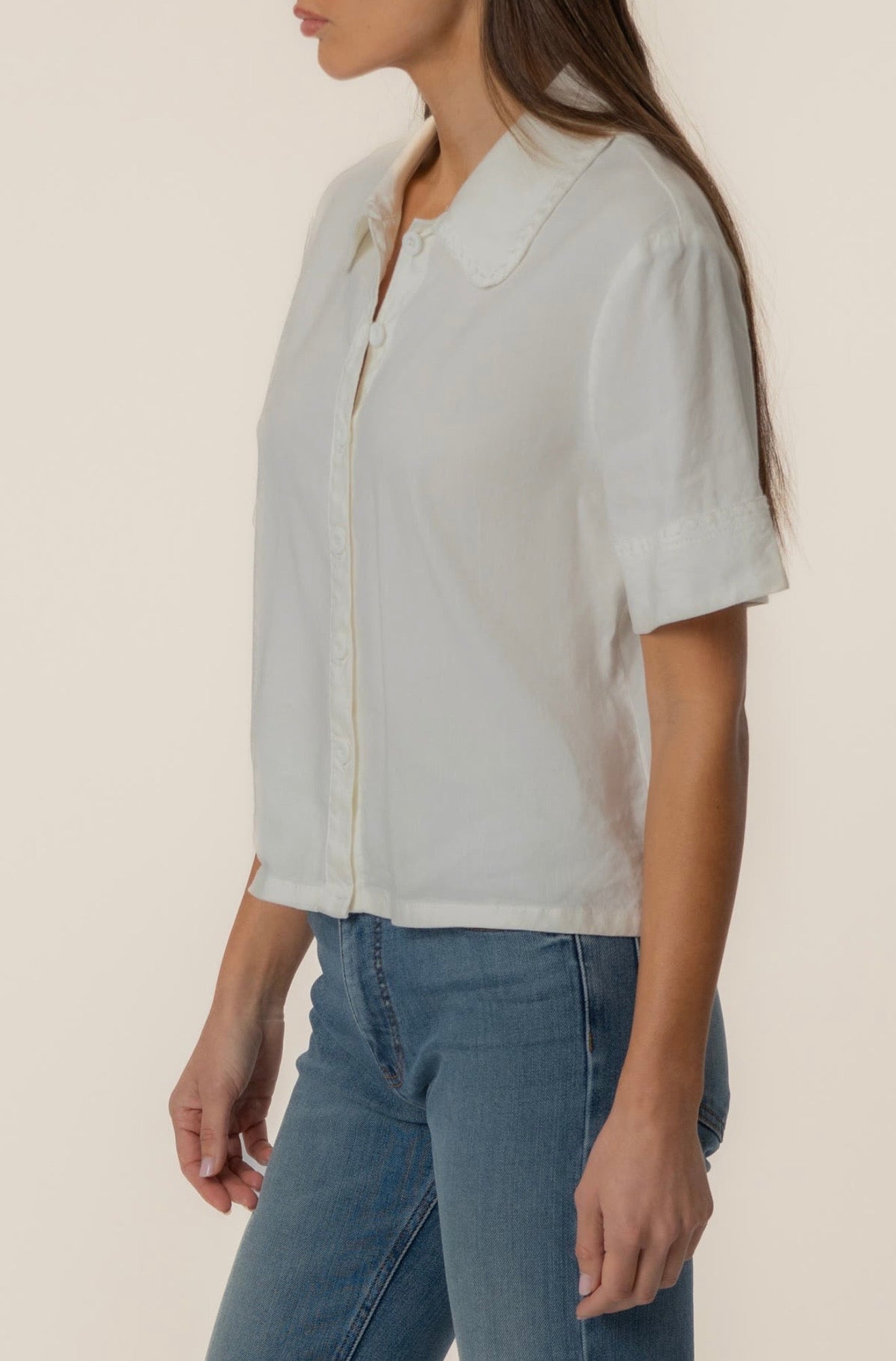 Marisol linen blend white top