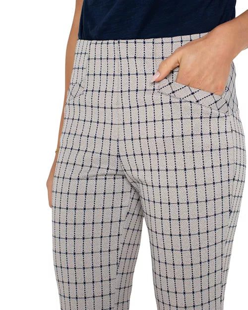 Stella kick flare pant/ navy taupe grid