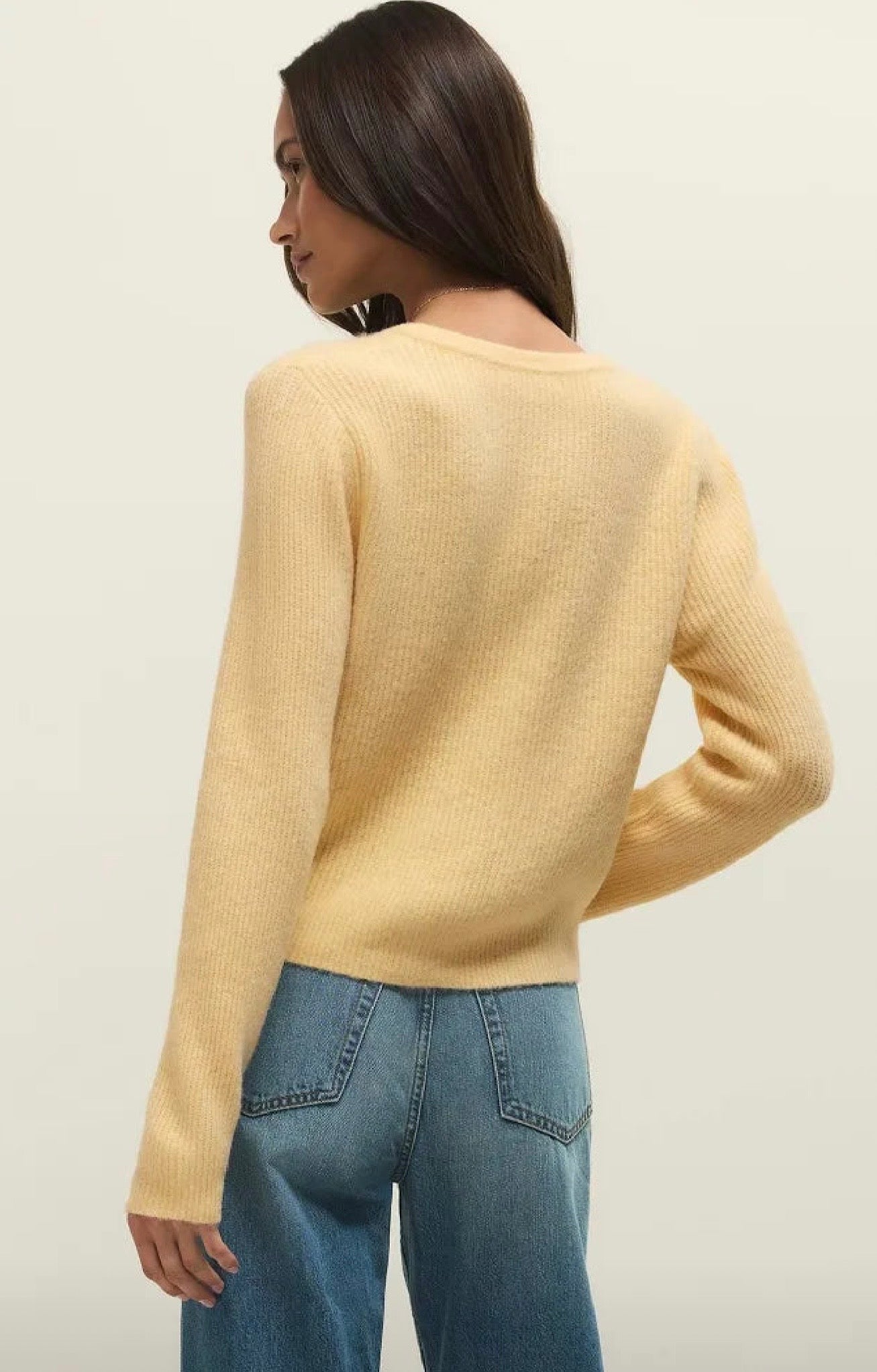 Medina Rib Cardigan/ custard