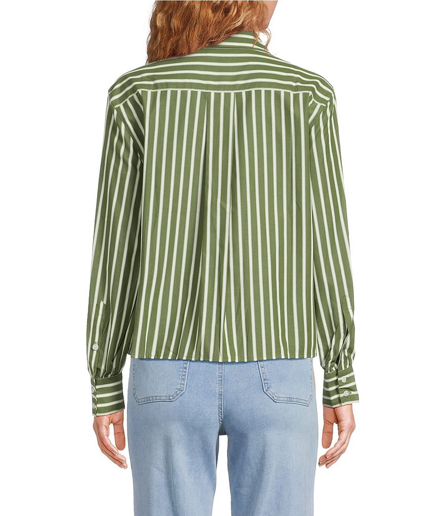 Cropped stripe shirt/ olive