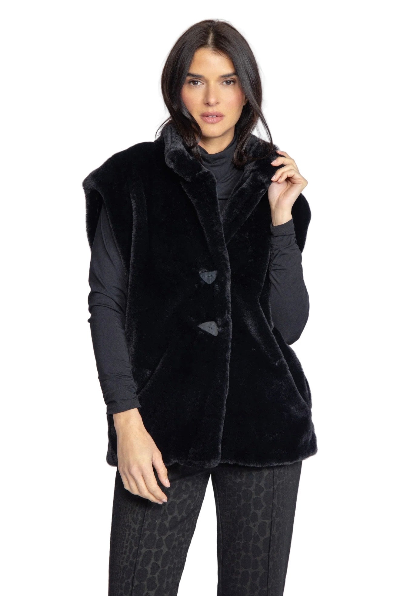 Faux Fur Stellar Vest/ Black