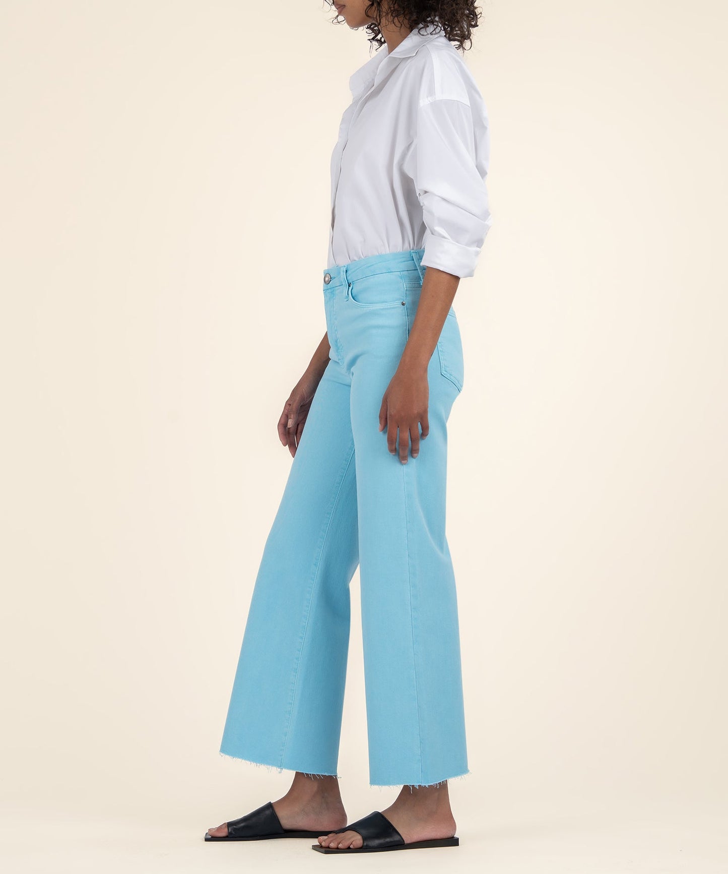 Meg High Rise Fab Ab wide leg/ capri blue