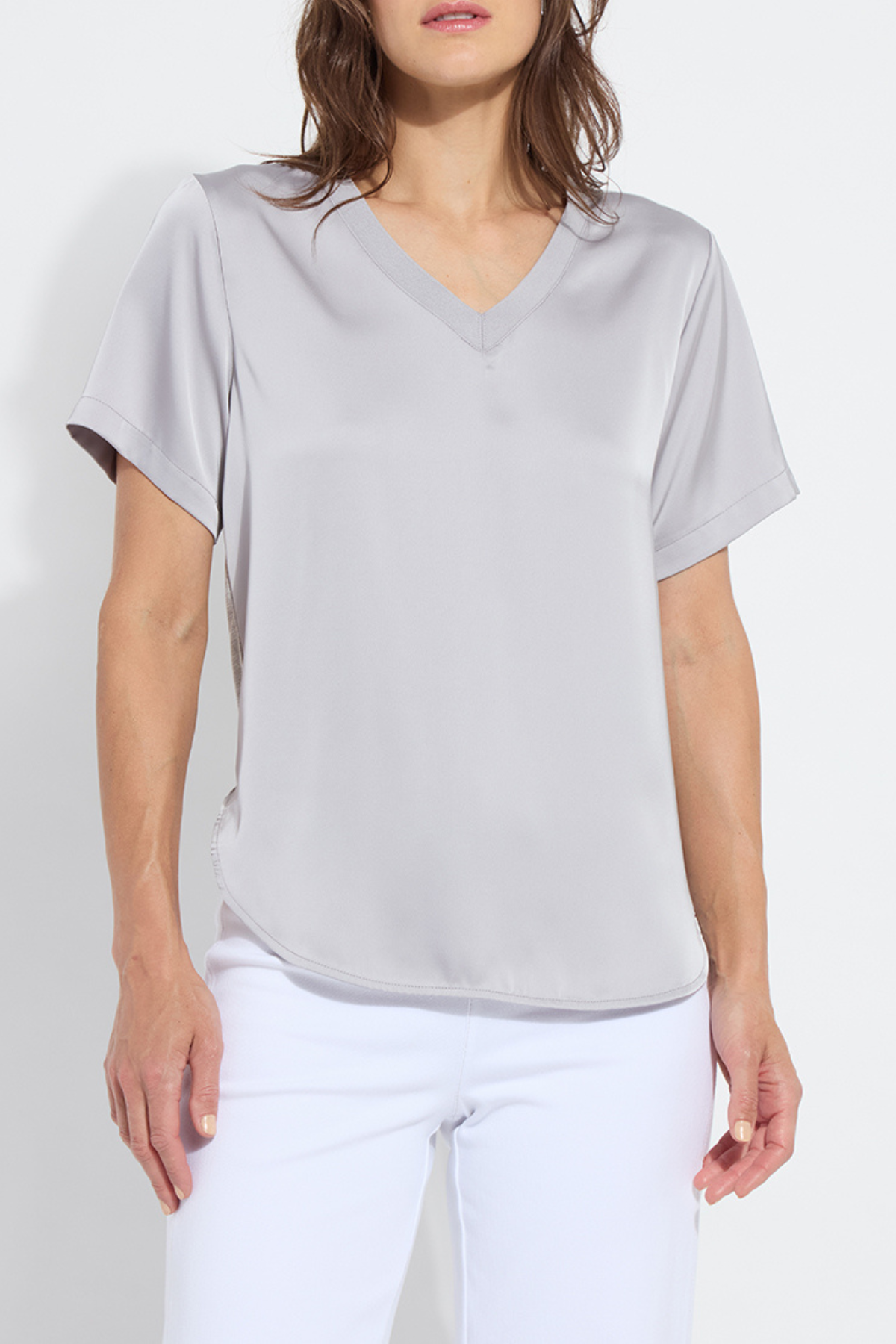 Sonja V neck mix media top
