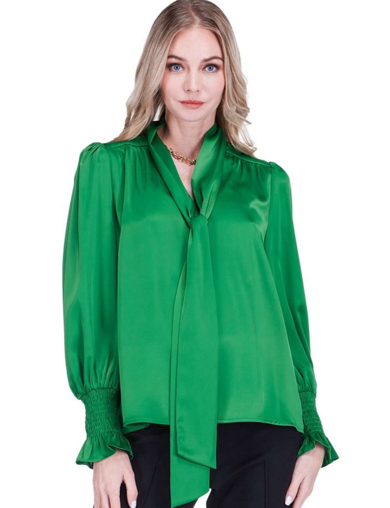 Emerald Tie Front Top