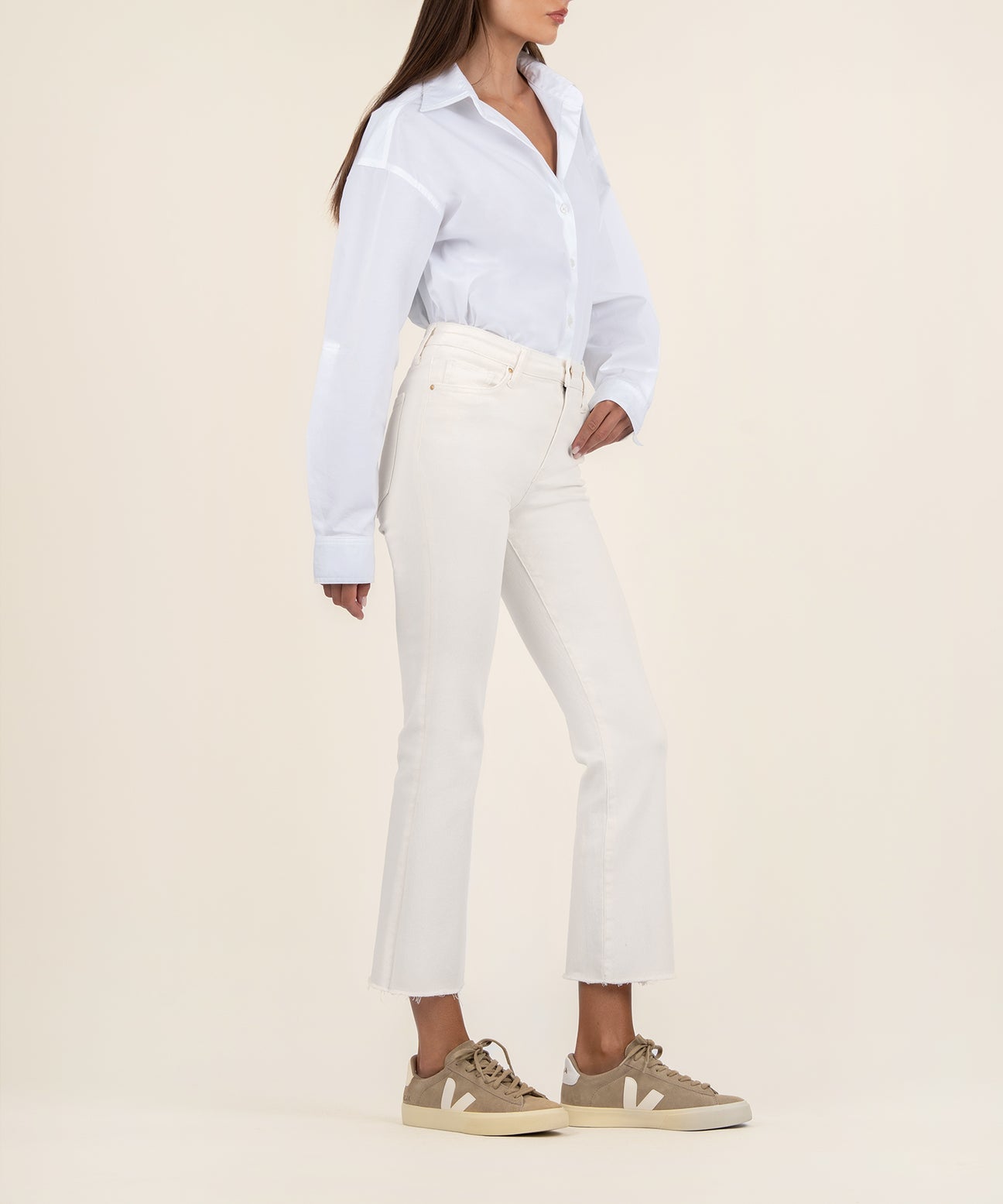 Kelsey high rise ankle flare/ ecru