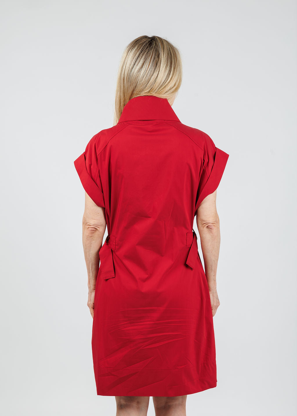 Bari Duffle Collar Dress Weathercloth/ spicy red