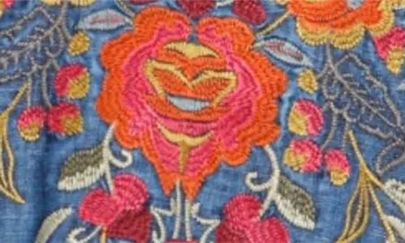Floral embroidered top/ pink multi