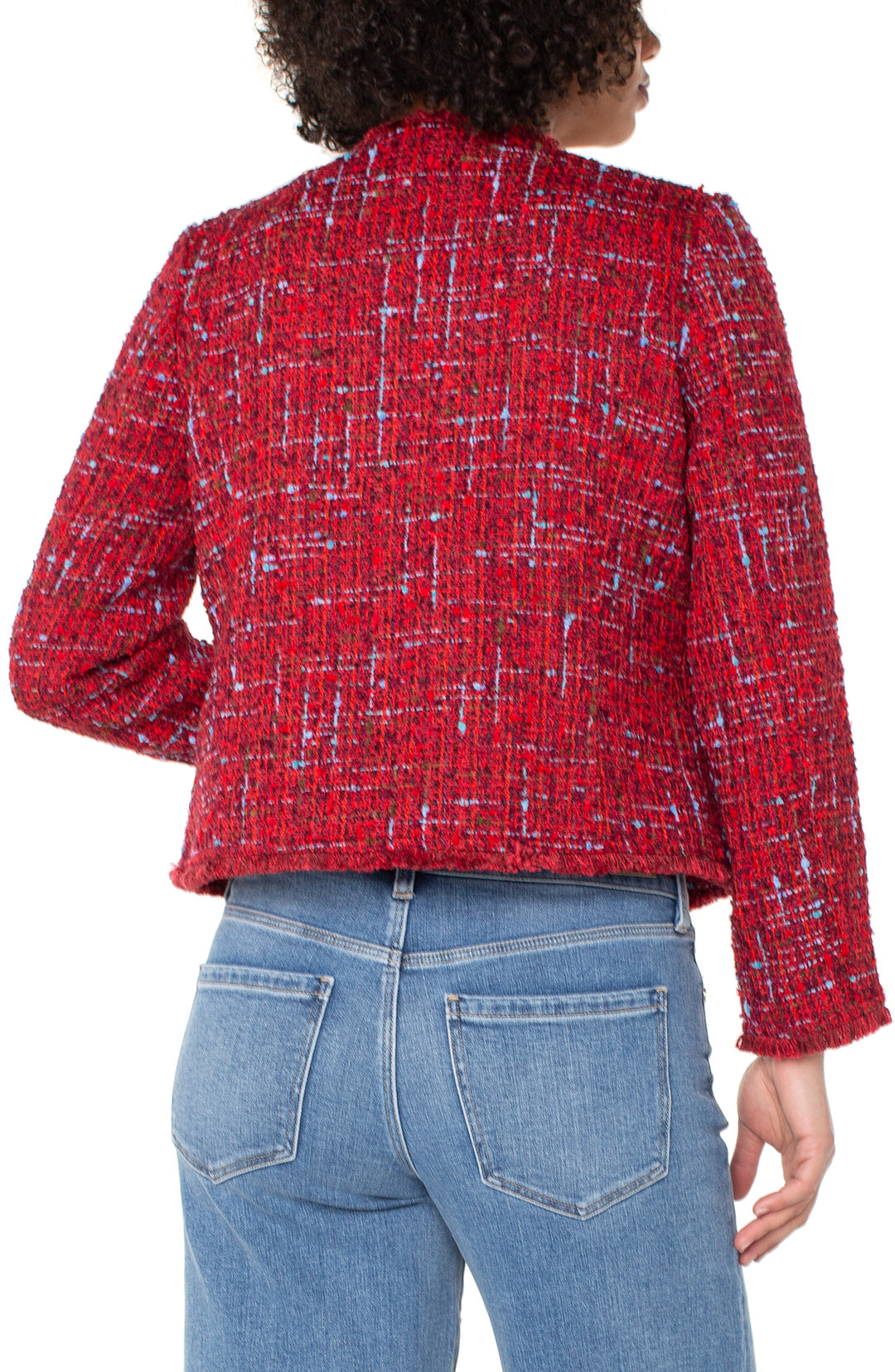 Collarless Jacket in Red