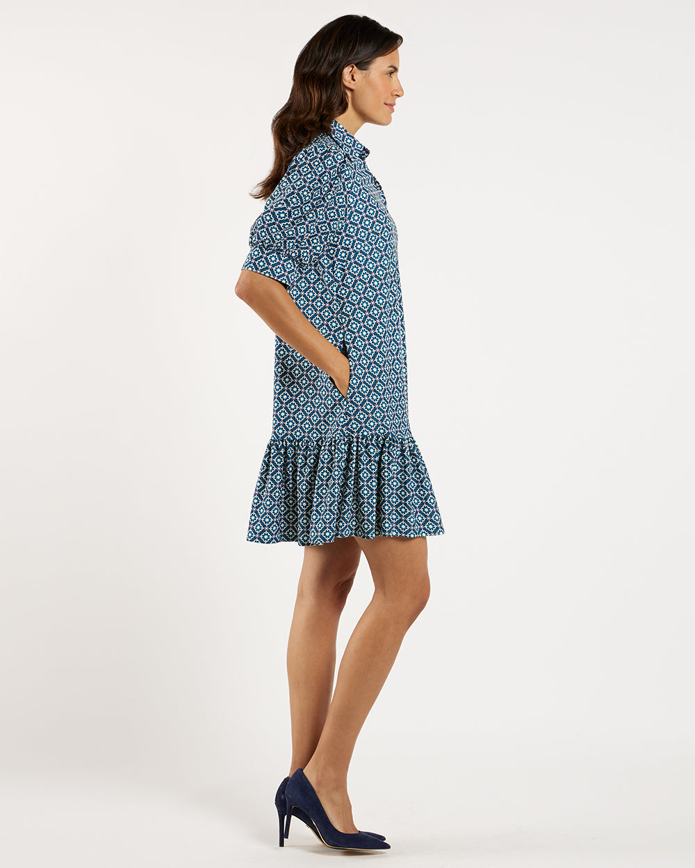 Tierney Dress/ floral mosaic navy