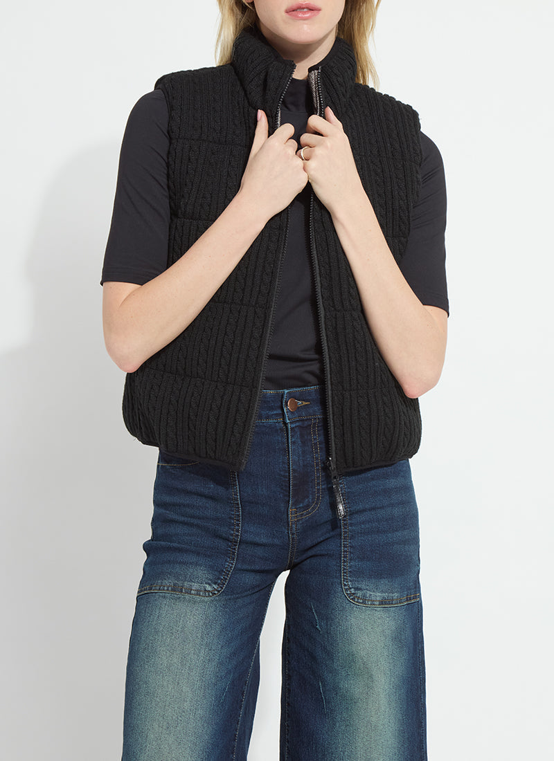 ROWYN REVERSIBLE SLEEVELESS PUFFER VEST/ donegal tweed