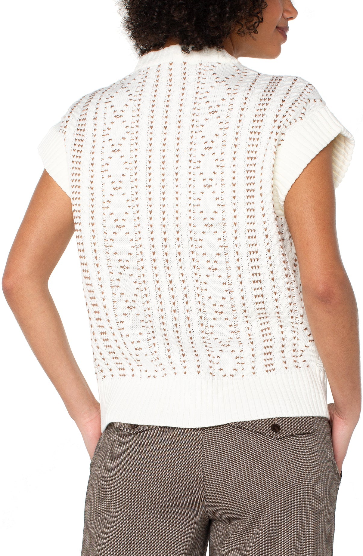 Cap sleeve dolman sweater/ cream camel