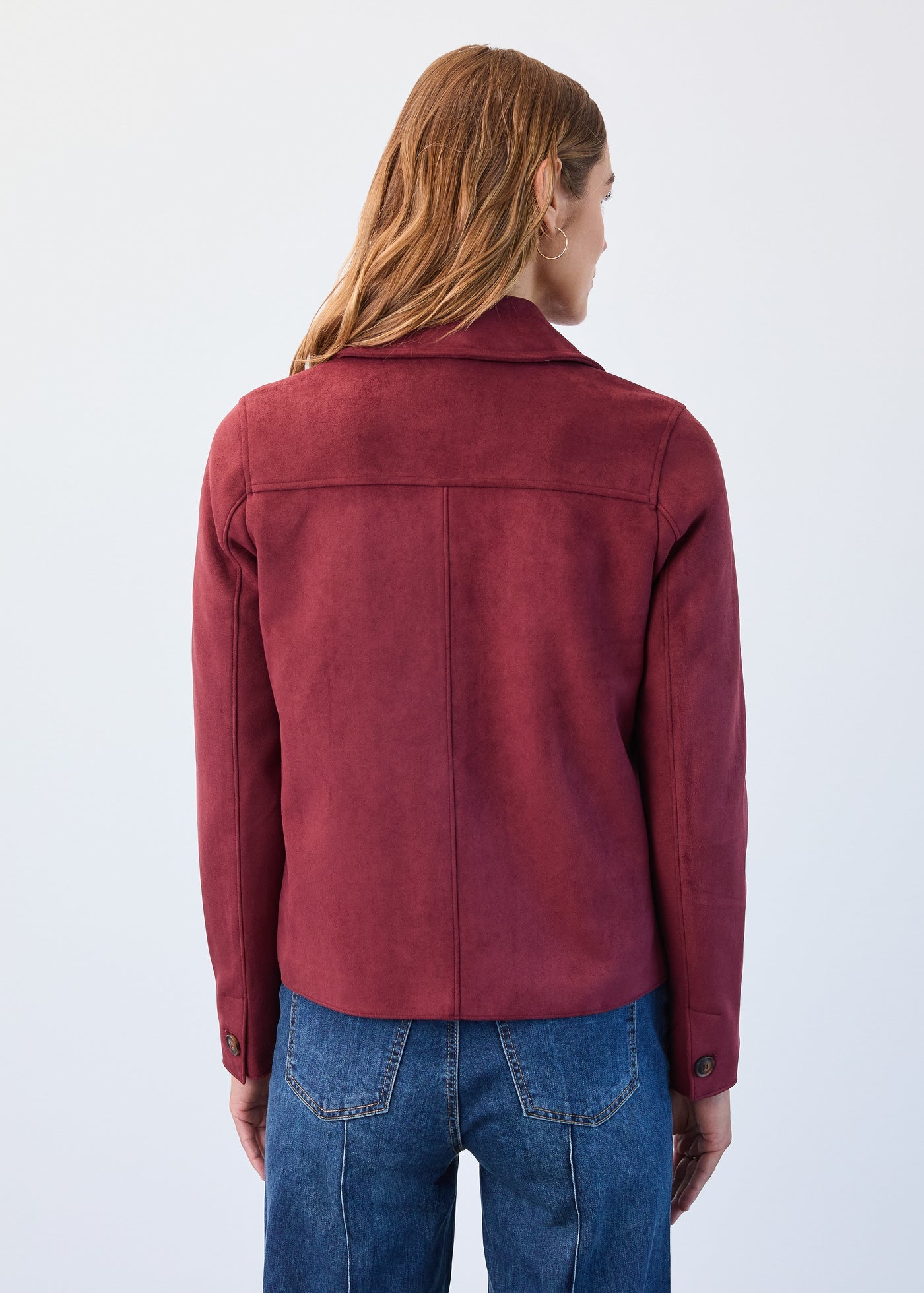 Burgundy Faux Suede Jacket