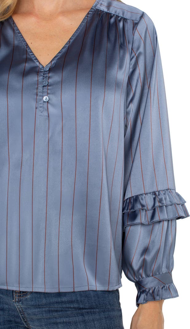 Woven blouse/ chambray with rust stripe