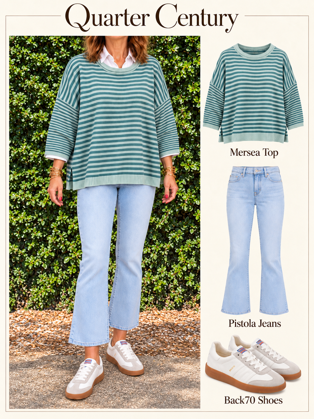 Catalina Crewneck Deep Ocean/ rain stripe