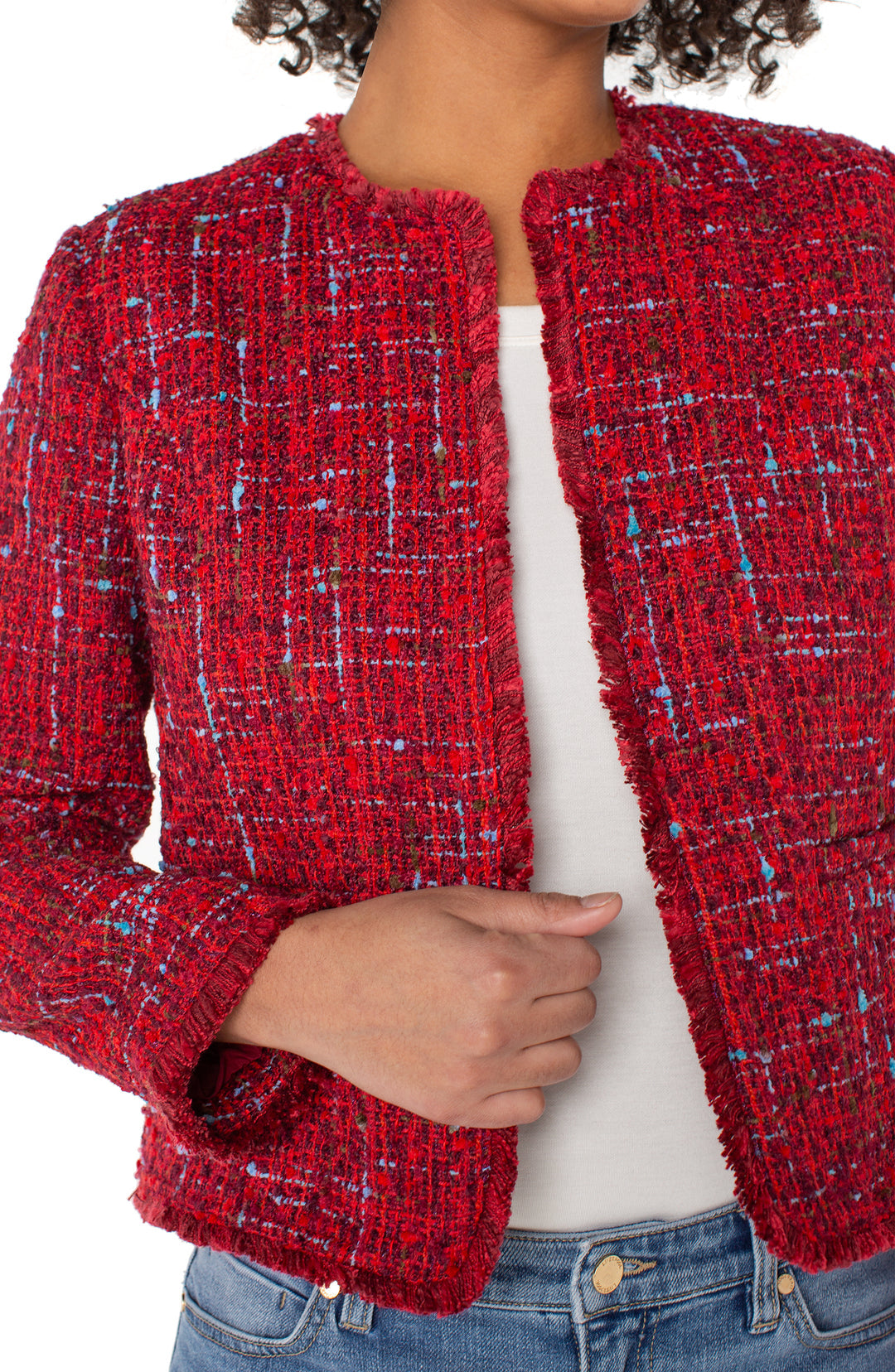 Collarless Jacket in Red