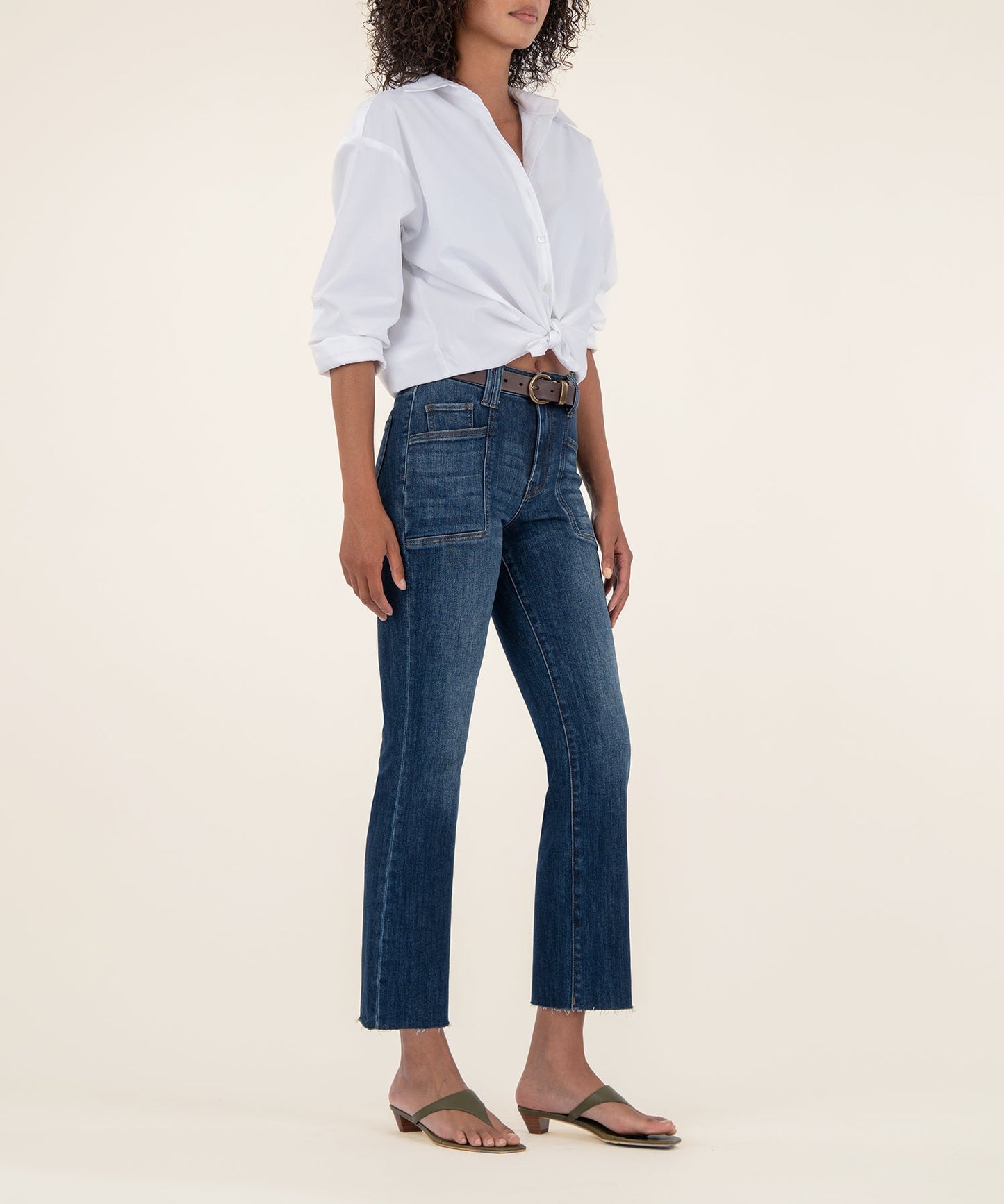Kelsey High Rise Flare with front pocket/ precocious