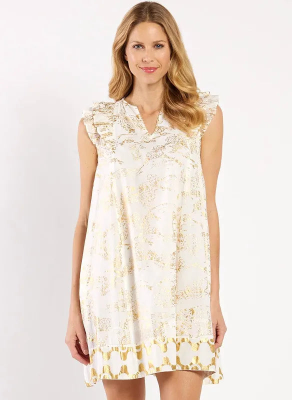 Tiegan Dress/ Toile white gold