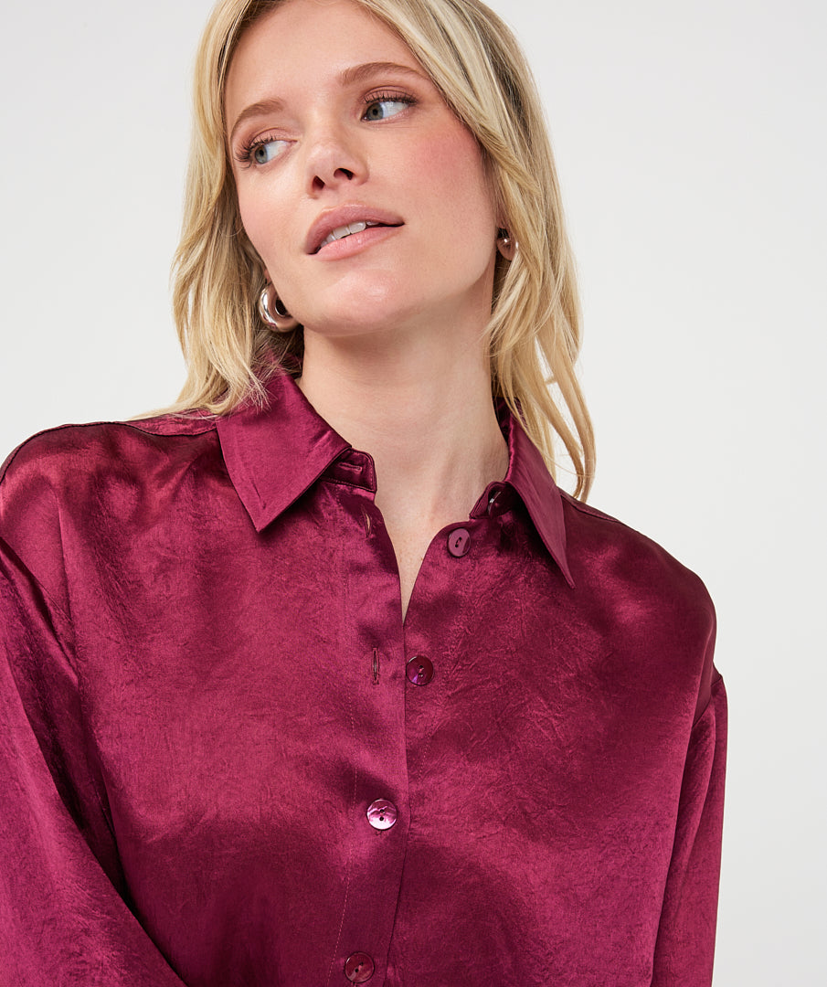 Merlot oversized Satin Blouse
