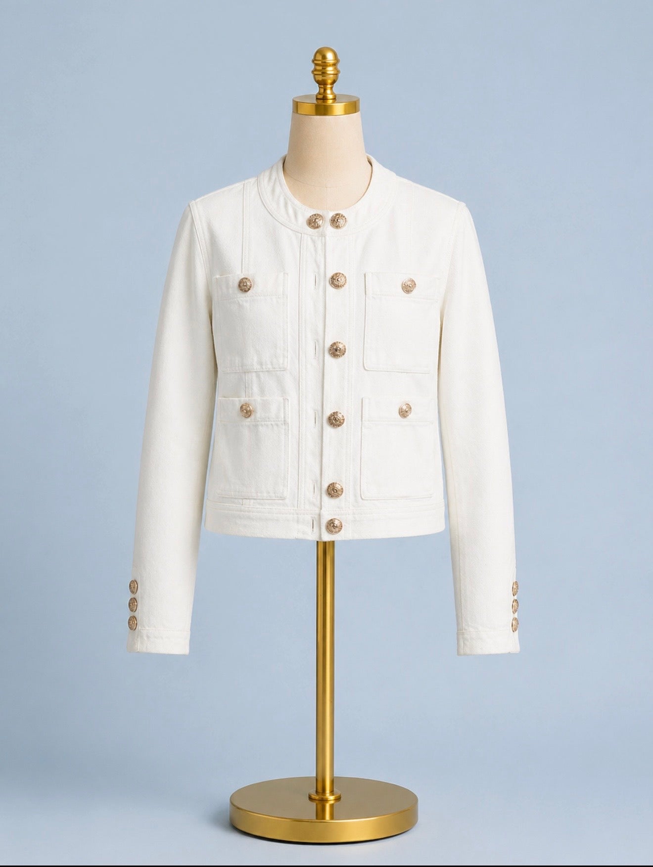 Collarless Jacket/ vanilla
